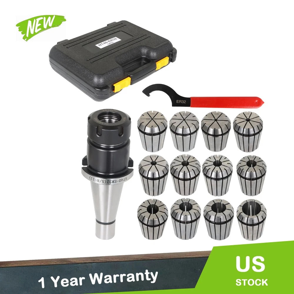 14-Piece Spring Collet Chuck Set for NMTB 40 (Fits Various Models)