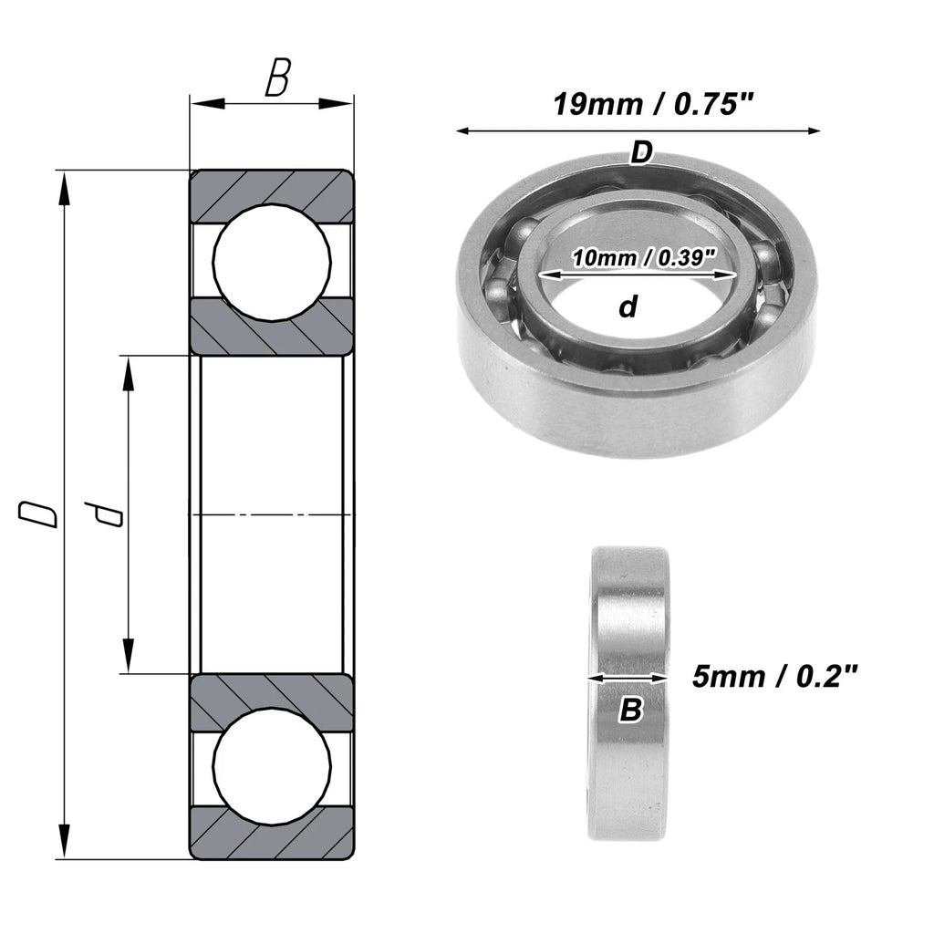 Deep Groove Ball Bearing 10x19x5mm for Scooter Skateboard (2010–2023)