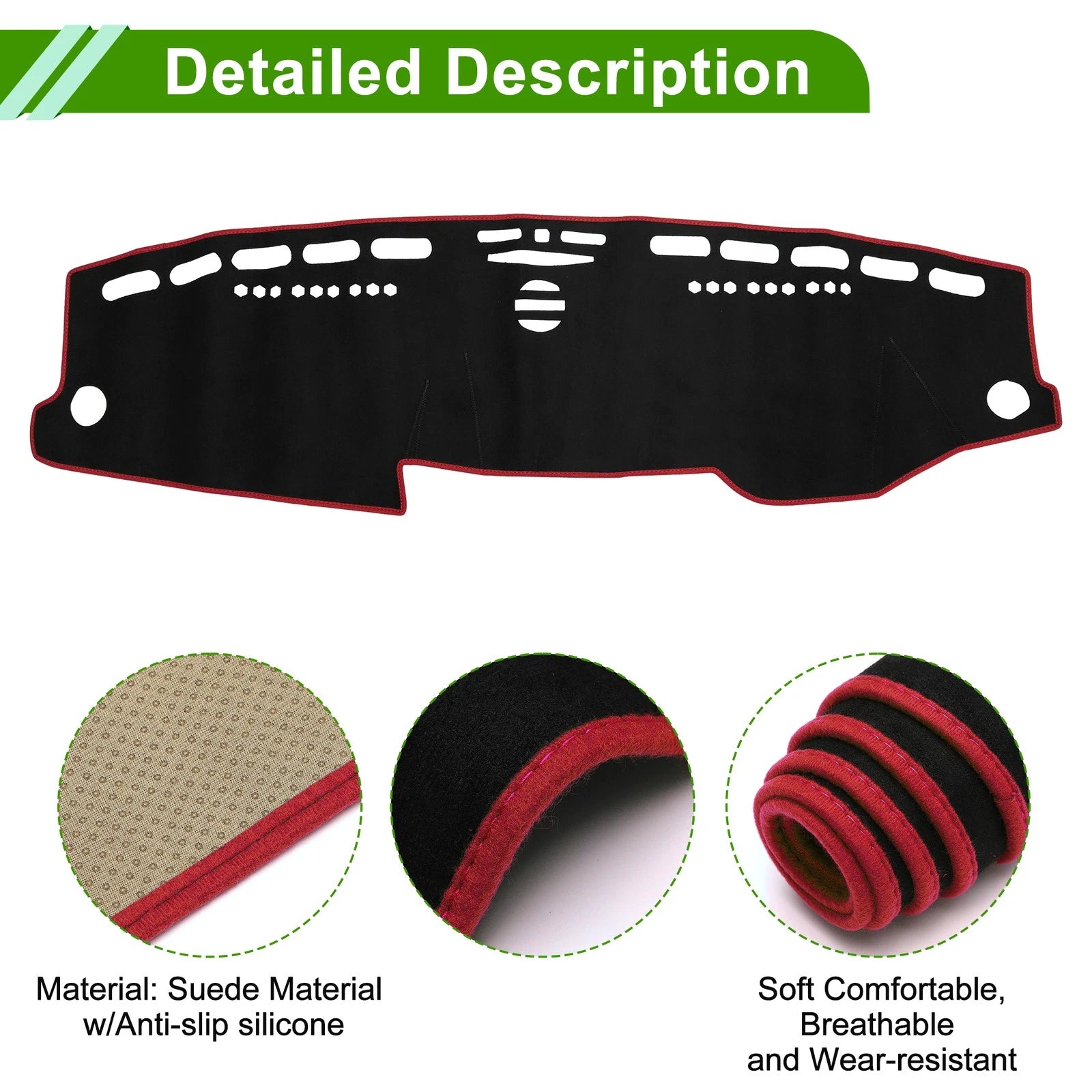 Dashboard Cover Mat for Mercedes E-Class (2010) Black Red Sun Protector