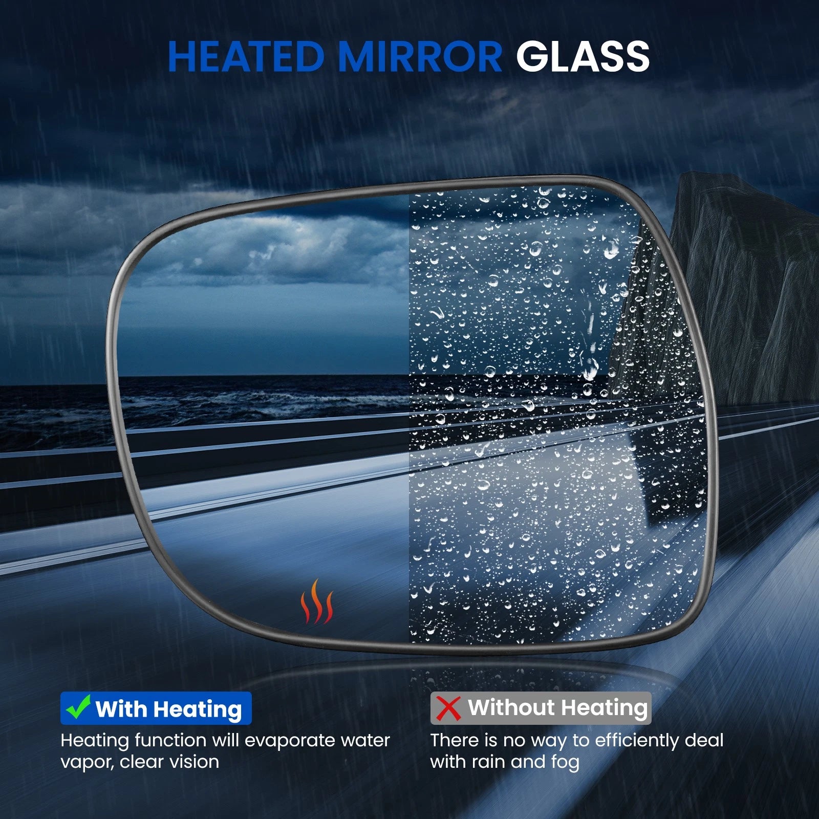 Right Passenger Side Mirror Heated Glass for Lexus RX (2004-2009)
