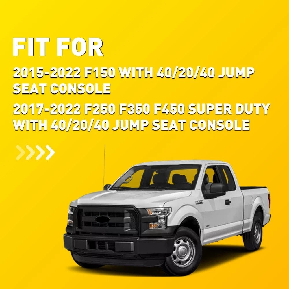 Black Leather Console Lid Armrest Cover for Ford F250 F350 F450 (2017–2019)