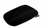 Carbon Fiber Console Lid Armrest Cover for Dodge Dart (2013–2016) Blue Stitch