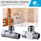 T Connector Water Valve Diverter Brass Chrome G1/2 for Universal
