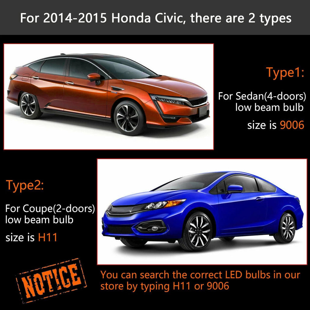 LED Headlights Kit for Honda Civic & Accord (2000-2015)