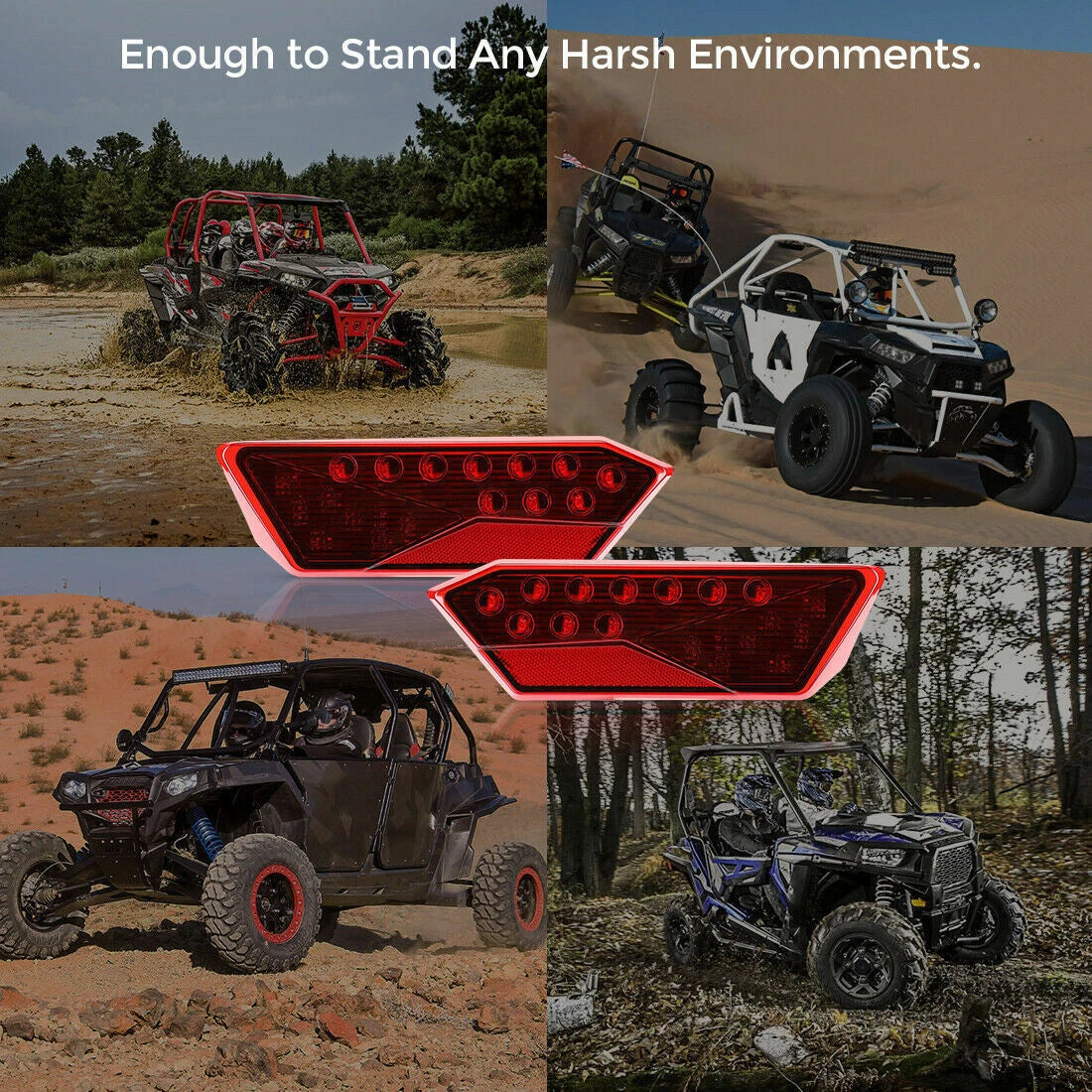 Set of 2 Red LED Tail Lamps for Polaris RZR 1000 XP Turbo (2014–2019)