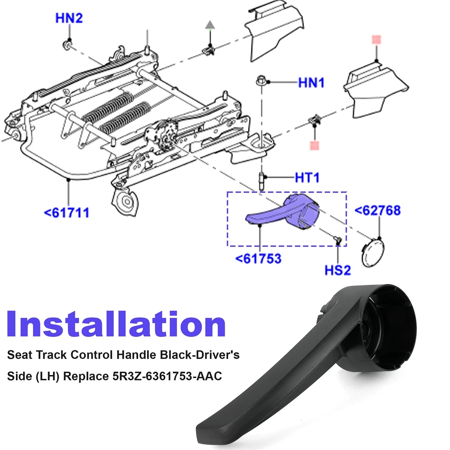 Driver Manual Seat Adjust Lever Handle for Ford Mustang (2005–2014)