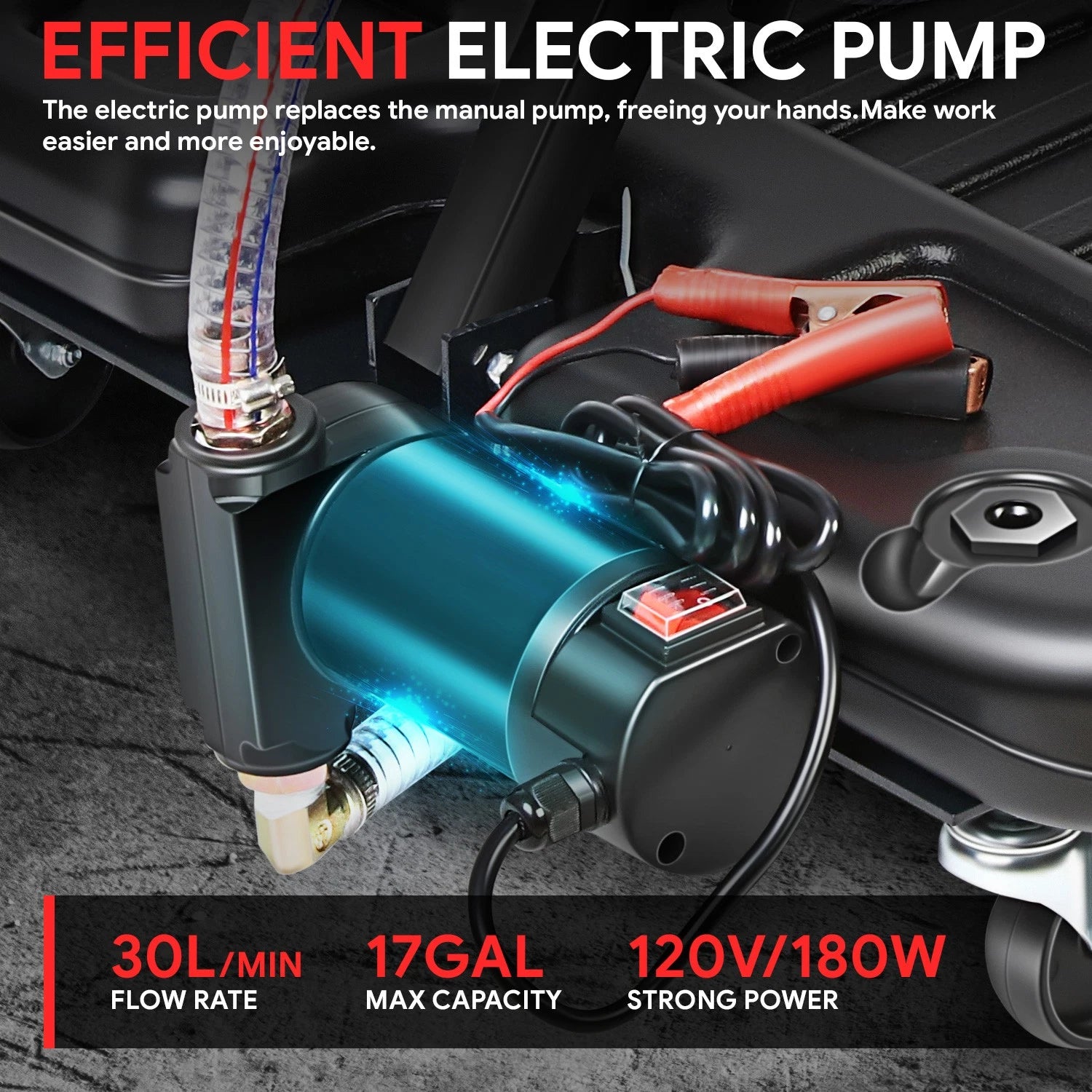 17 Gallon Low Profile Drain Pan with 120V Electric Pump & Wheels