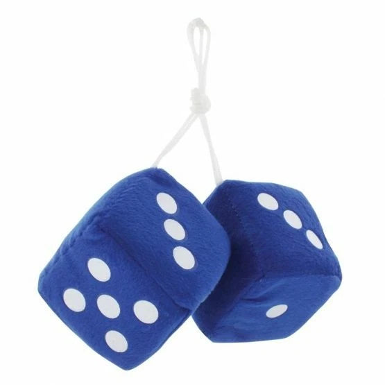 Fuzzy Dice Rearview Mirror Accessory for Car Truck Novelty Blue (—)