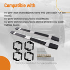 Nerf Bar Side Step for Silverado 1500/2500HD/3500HD (2019–2026) Black