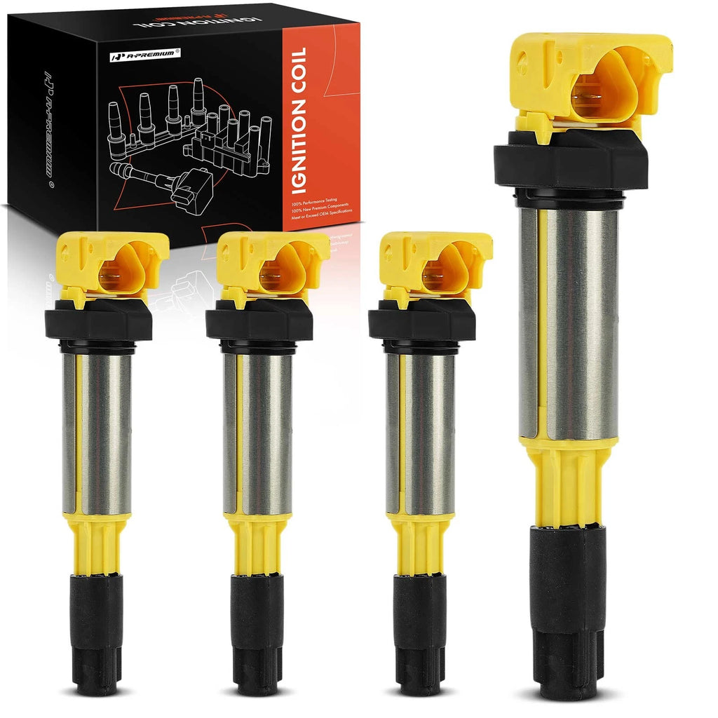 Set of 4 Yellow Ignition Coils for BMW 320i 328i X5 528i 545i 550i X3 Mini (2000–2023)