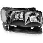 Headlight Assembly for GMC Sierra 1500-3500 (1999–2006) Black Housing