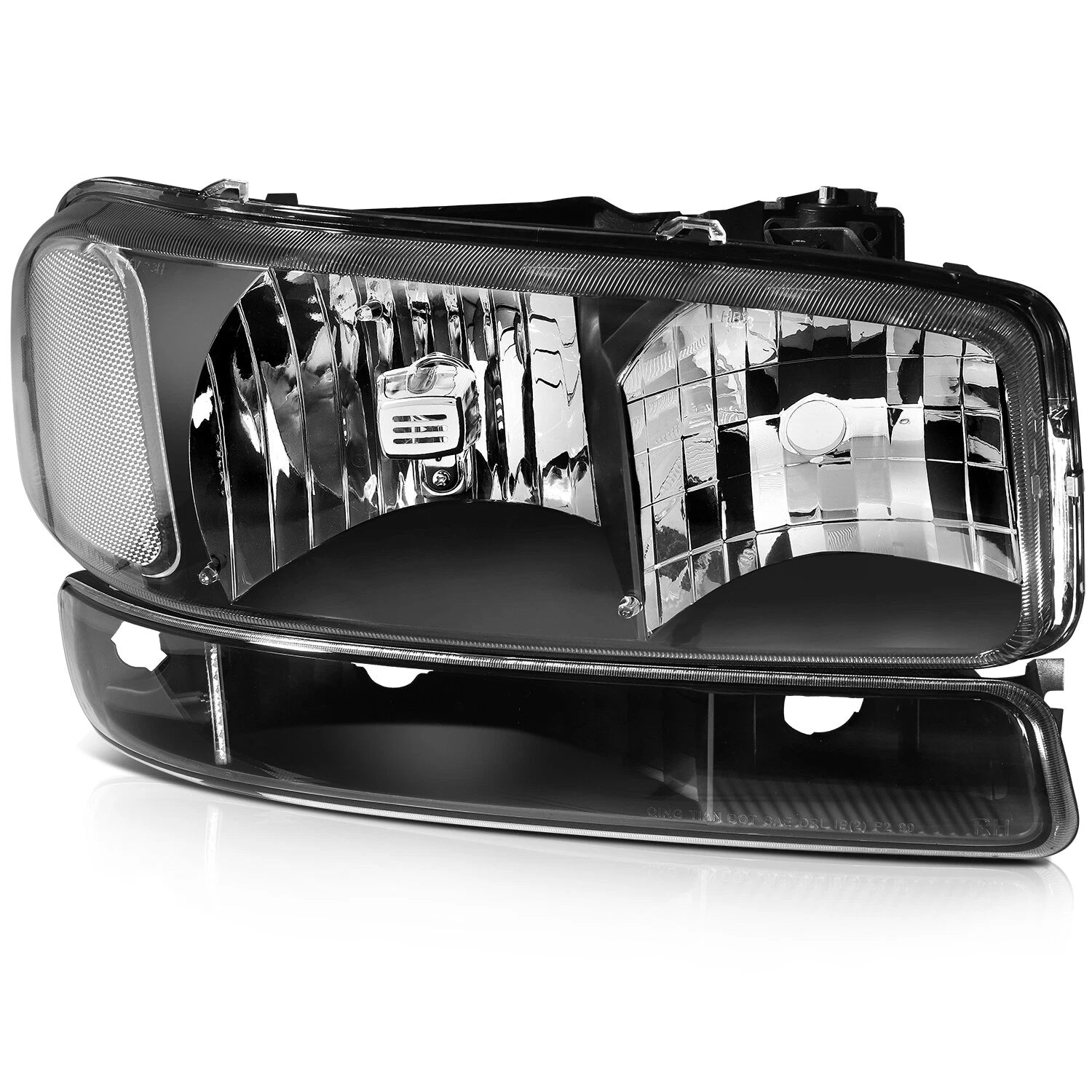 Headlight Assembly for GMC Sierra 1500-3500 (1999–2006) Black Housing
