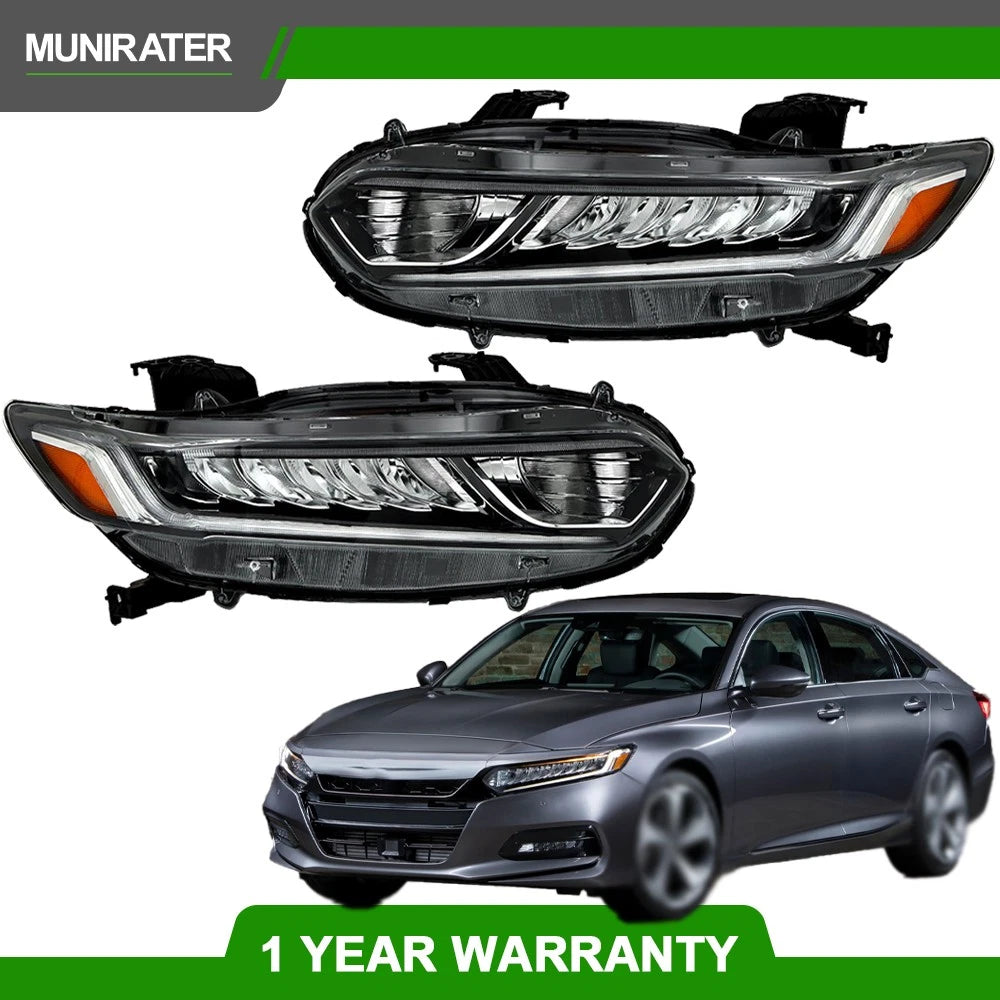 Set of 2 Front Headlights for Honda Accord (2018–2021) Clear Lens