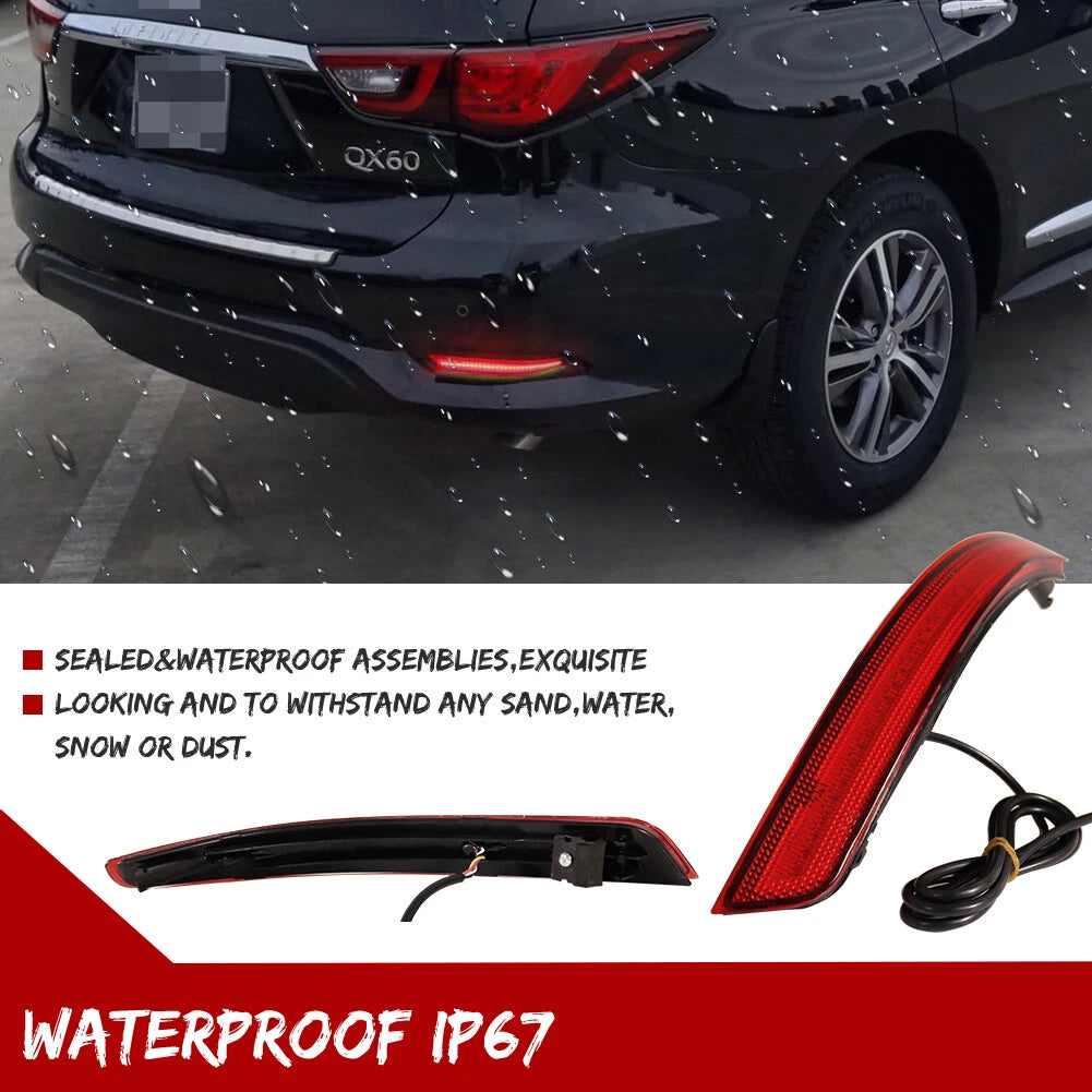 2X LED Rear Bumper Reflector Tail Light for Infiniti QX60 (2016–2020)