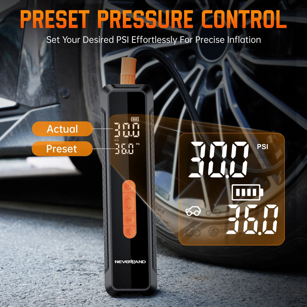 Wireless Tire Inflator for NEVERLAND Portable Compressor (150 PSI, 20000mAh)