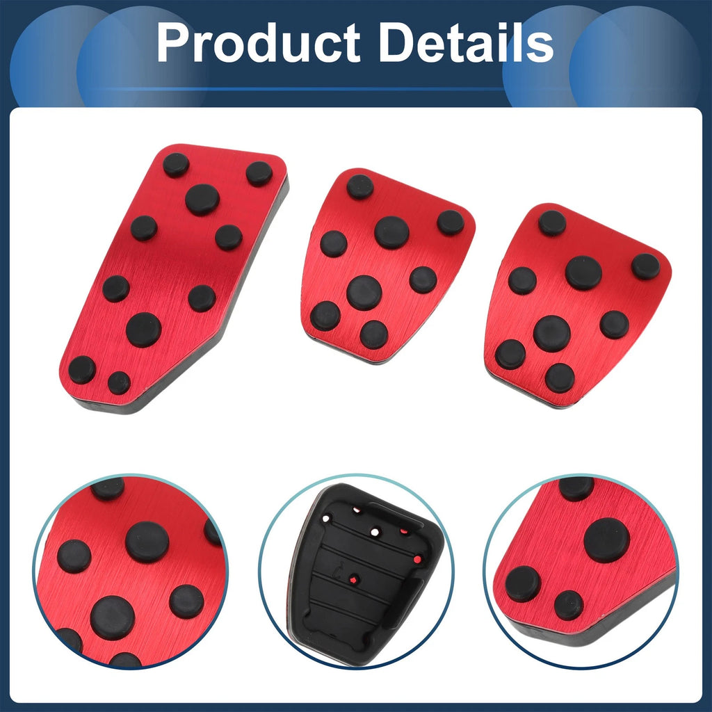 3 Pcs Foot Accelerator Pedal Covers for Subaru Forester (2019–2021) Red