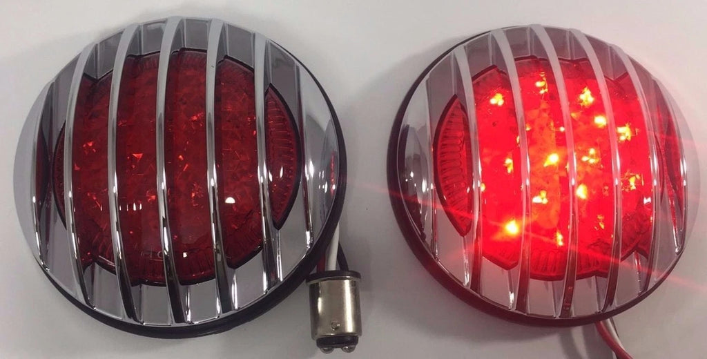 LED Tail Lights Flush Fit for 1933–1936 Ford Hot Rod Chrome Finned Grill