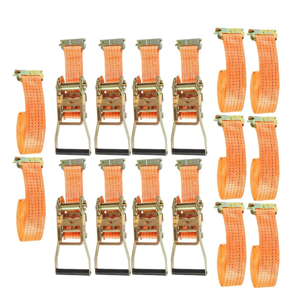 Set of 8 E-Track Ratchet Straps 2" x 15' 4400LB Tie Down