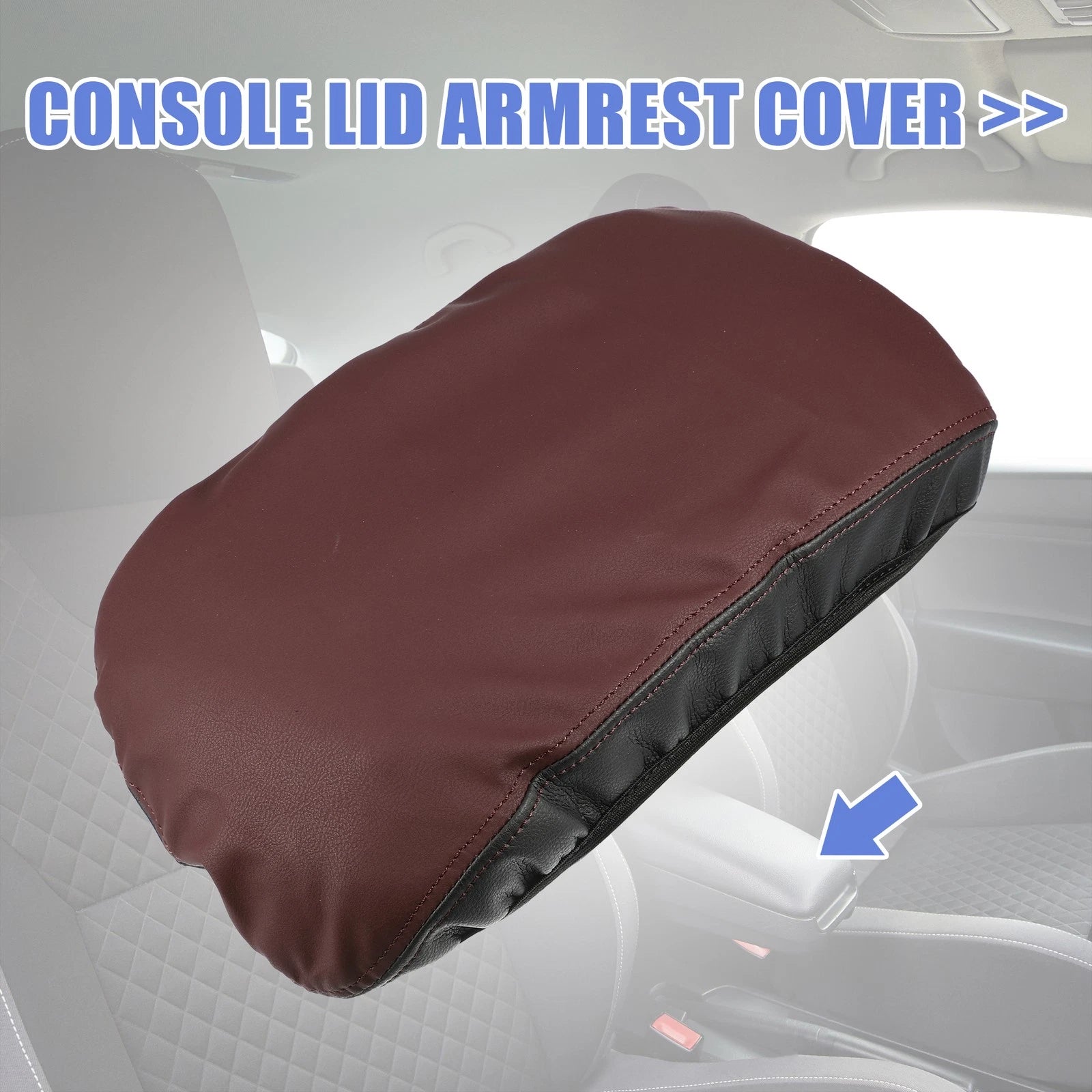 Center Armrest Cover for Lexus NX250 (2022–2023) Red Black Red Stitches 724117443559