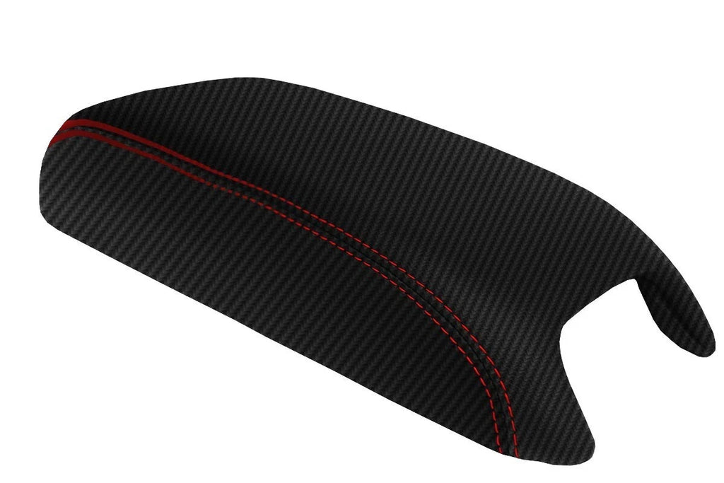 Console Lid Armrest Cover for Dodge Journey (2011–2018) Carbon Fiber Red Stitch