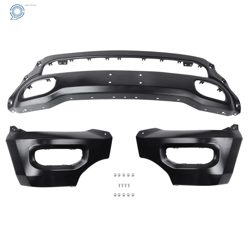 Front Bumper Face Bar for Ram 1500 (2019–2024) Black Steel with Fog Light Holes