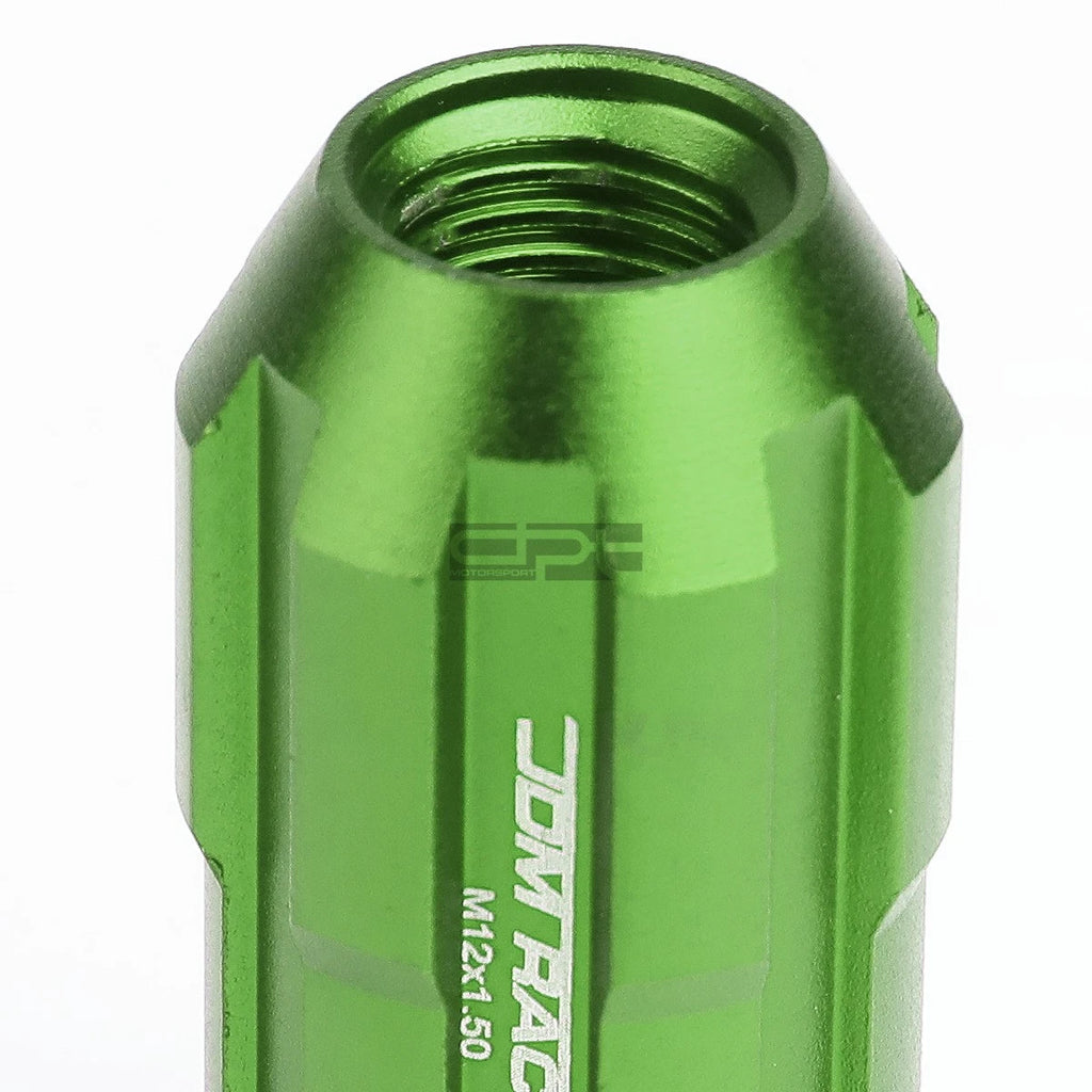 20 PCS Open End M12x1.5 50mm Tall Green Aluminum Lug Nuts + Adapter