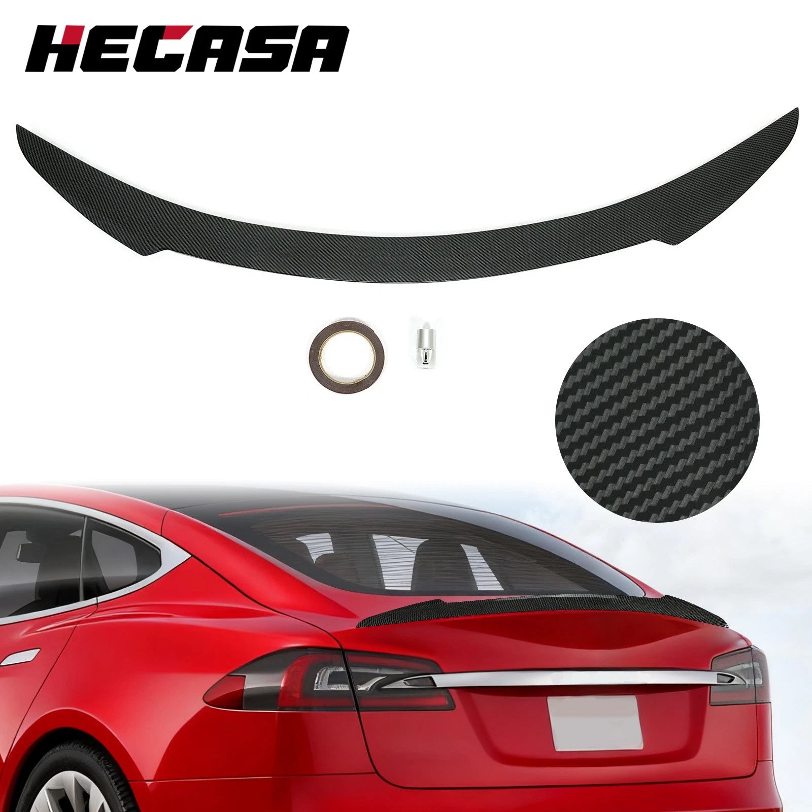 Rear Trunk Spoiler Wing for Tesla Model S (2012–2021) Carbon Fiber