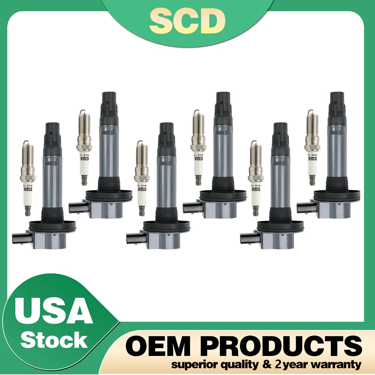 Set of 6 Ignition Coils & Iridium Spark Plugs for Ford Lincoln Mazda 3.7L (2010–2012)