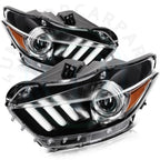 2x Black Headlight Assembly for Ford Mustang (2015–2020)