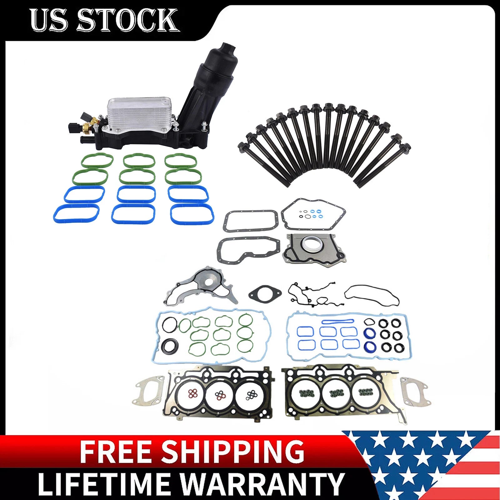 Full Gasket Set & Oil Filter Housing Adapter for Dodge Chrysler Jeep 3.6L (2011–2021)