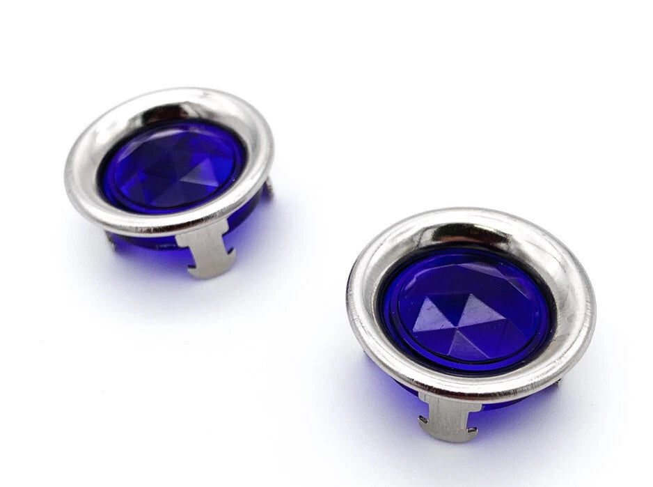 Tail Light Blue Dot Inserts with Chrome Metal Rings for Rims (Pair) (—)