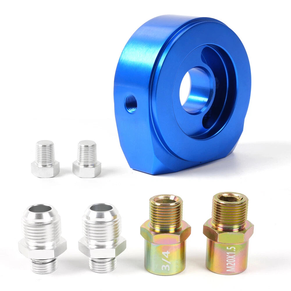 Oil Filter Cooler Sandwich Adapter for Blue Aluminum AN10