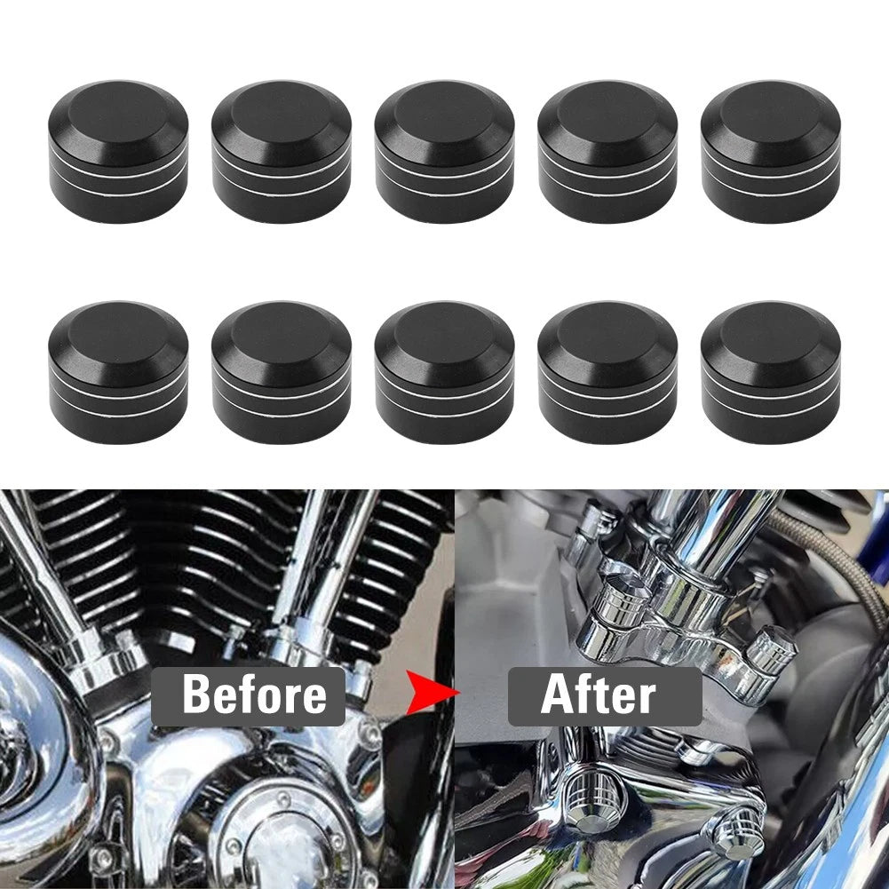 10x Engine Bolt Topper Caps for Harley Dyna Softail (Fits 11mm-14.6mm)