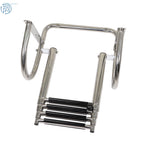 Set of 4 Stainless Steel Telescoping Boat Ladders with Pedal Hand Railing