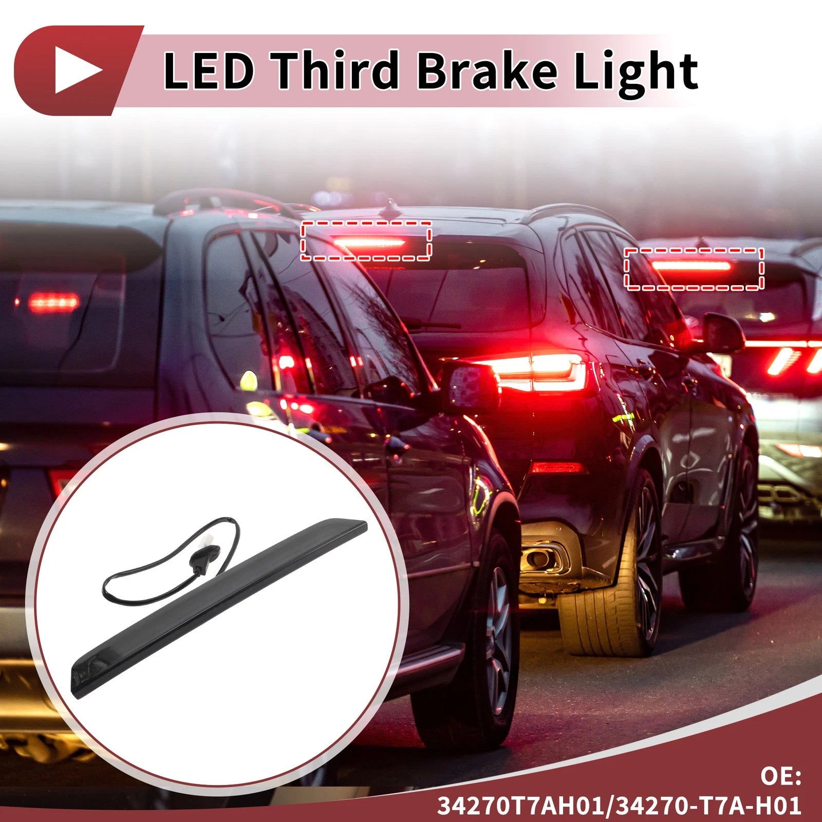 Black LED Third Brake Light for Honda HR-V Vezel (2014–2022) No.34270T7AH01