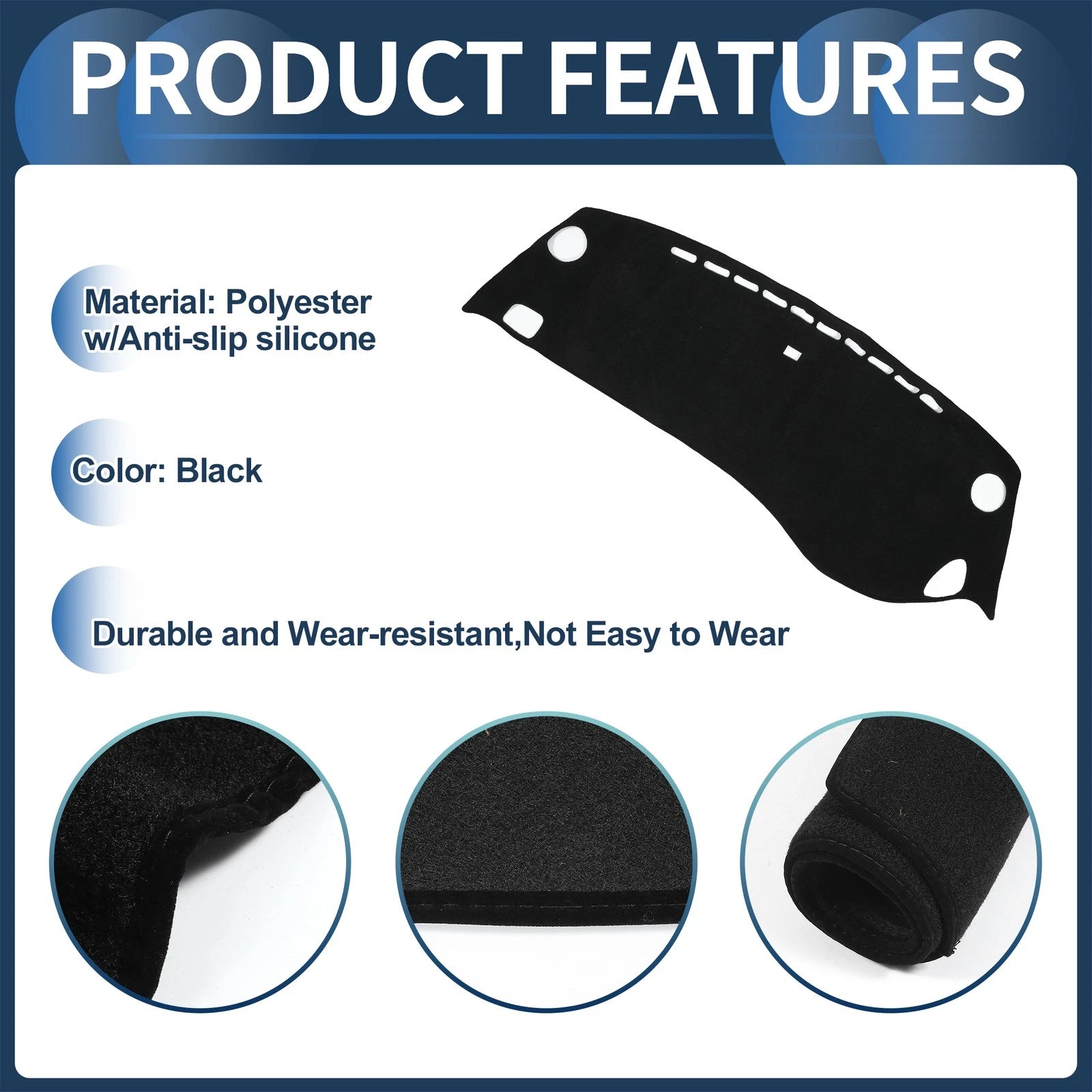 Dashboard Dash Cover Mat for Honda Odyssey RB3 RB4 (2016–2019) Black Set of 1