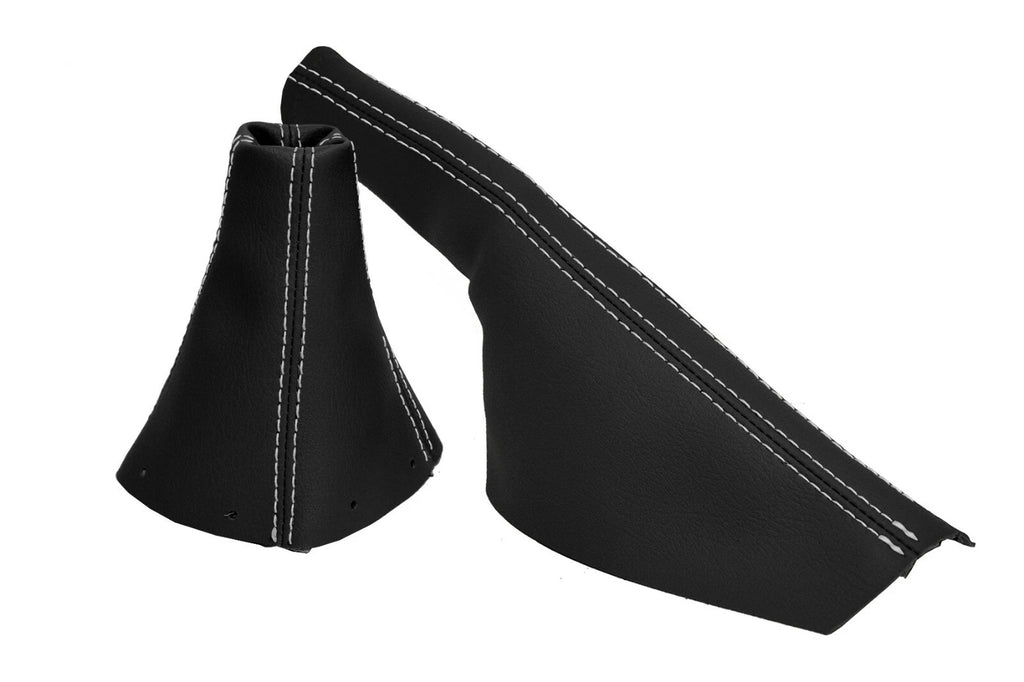 Leather Manual & E Brake Boot Cover for Audi TT (1998–2006) White Stitch