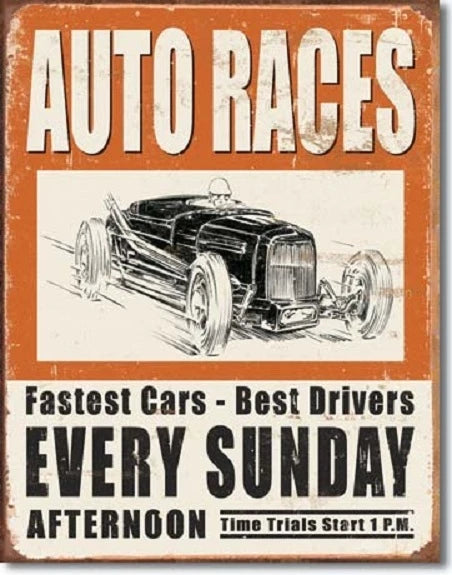 Vintage Replica Tin Metal Sign for Races Every Sunday Night (1546)