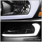 3D LED DRL Headlights for Pontiac Grand Prix (2004–2008) - Black Housing, Amber Corner