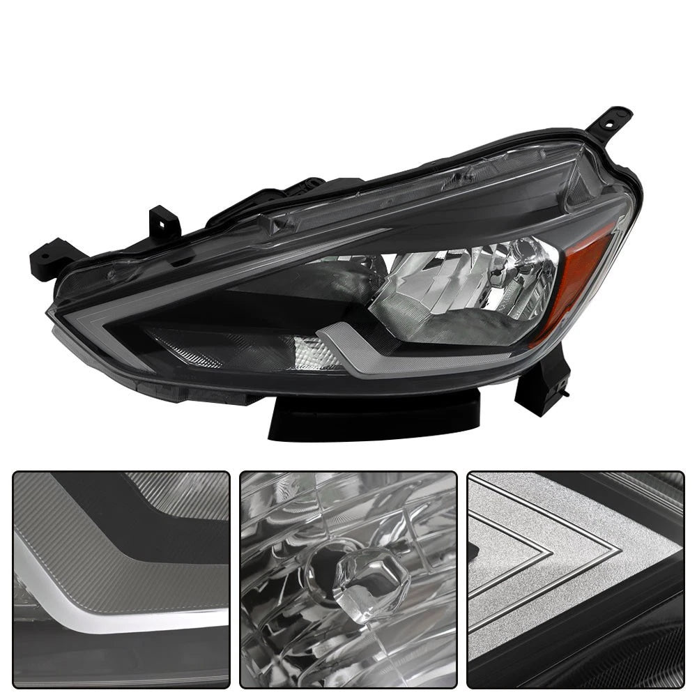 Driver Left Side Projector Headlight for Nissan Sentra (2016–2018) Chrome Halogen