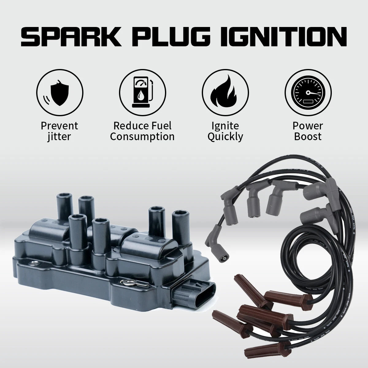 Set of 6 Ignition Coil & Spark Plug Wires for Chevrolet Pontiac 4.3L V6 (1996–2005)
