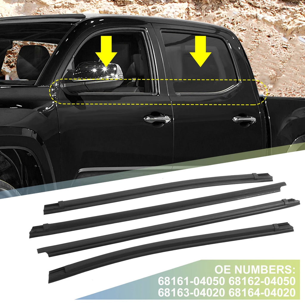 Set of 4 Window Weatherstrip Door Seal Belt 68161-04050 for Toyota Tacoma (2005–2015)