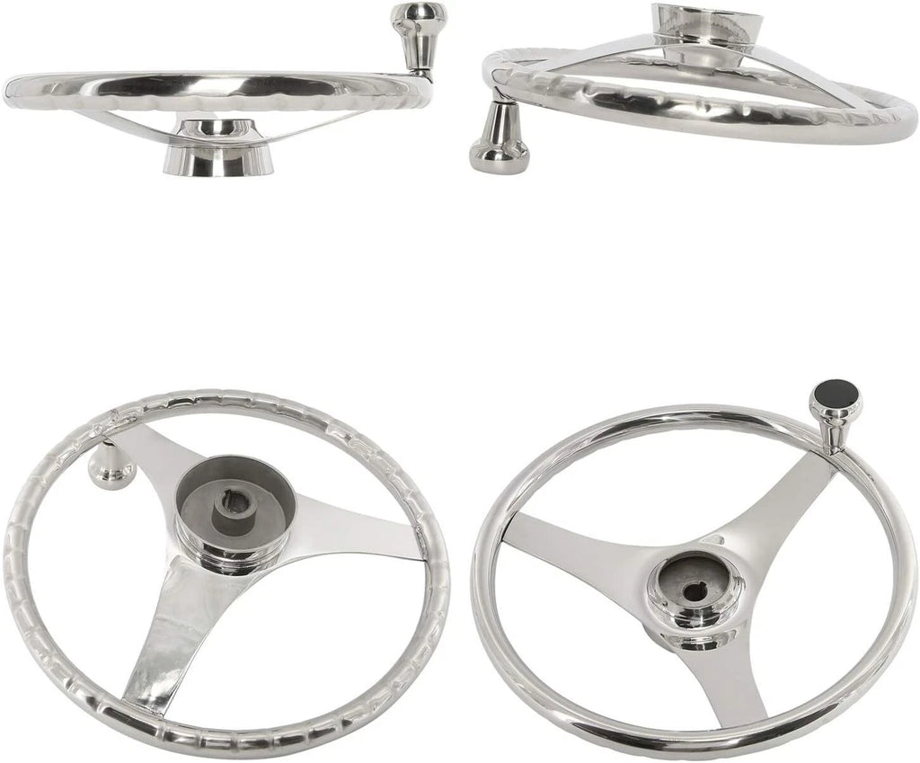 3 Spoke Stainless Steel Steering Wheel for Marine Boat (13.5 Inch)