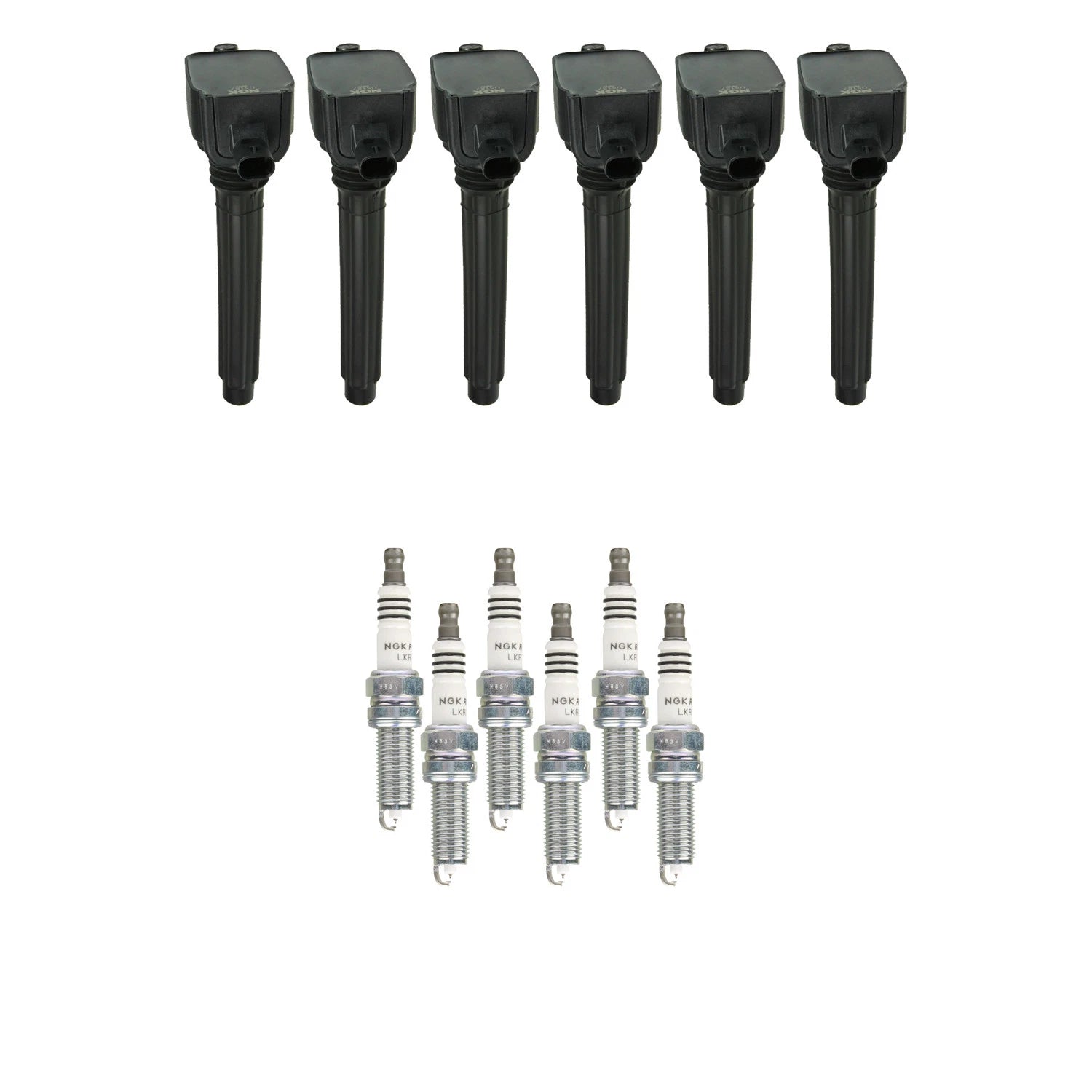 Set of 6 NGK Ignition Coils & Ruthenium Spark Plugs for Avenger Charger Durango (V6)