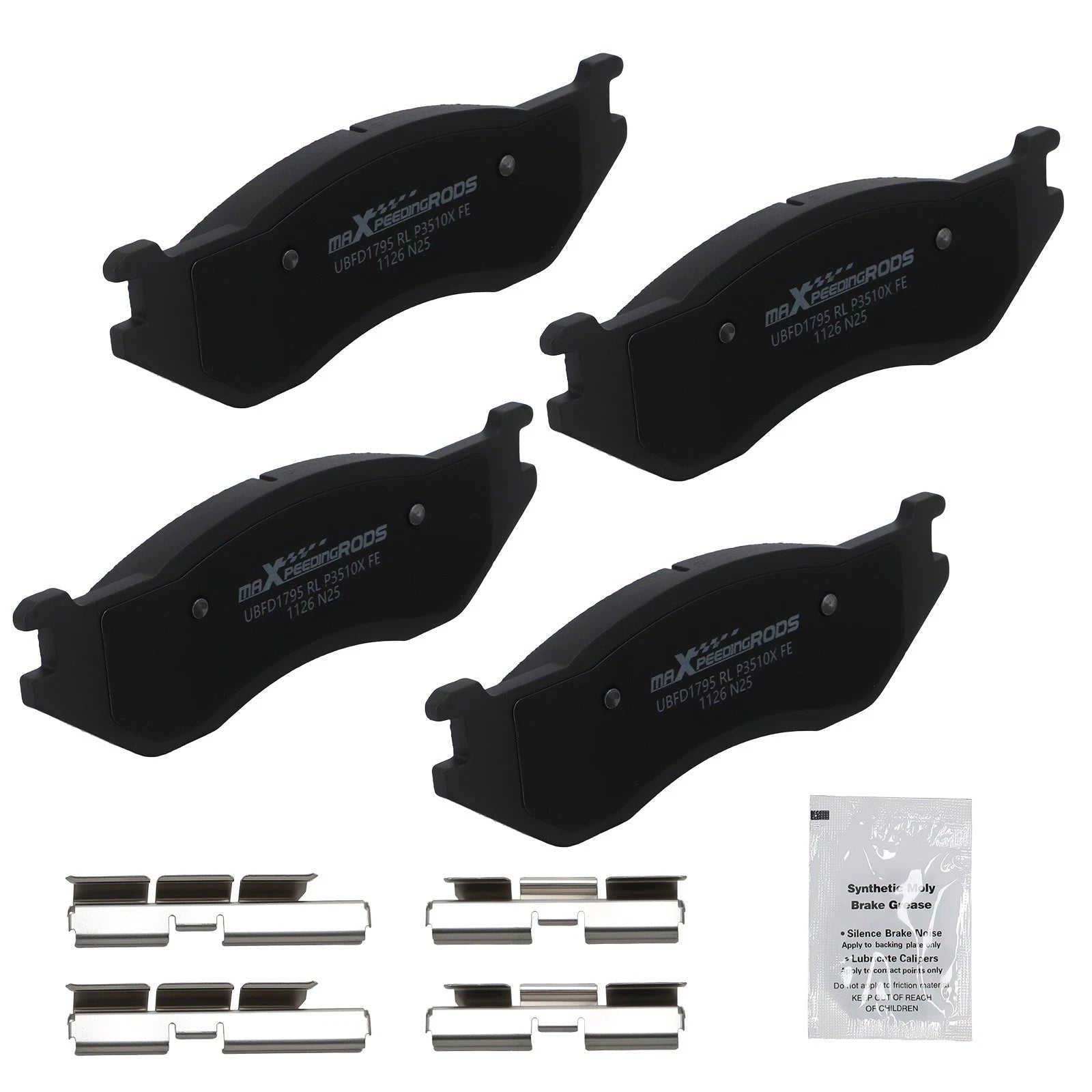 Set of 4 Front Brake Pads for Dodge Ram 1500 (2002–2005) D966 P-966
