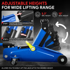 1.5 Ton Low Profile Hydraulic Floor Jack for Universal Use (5.3"-12" Lift)