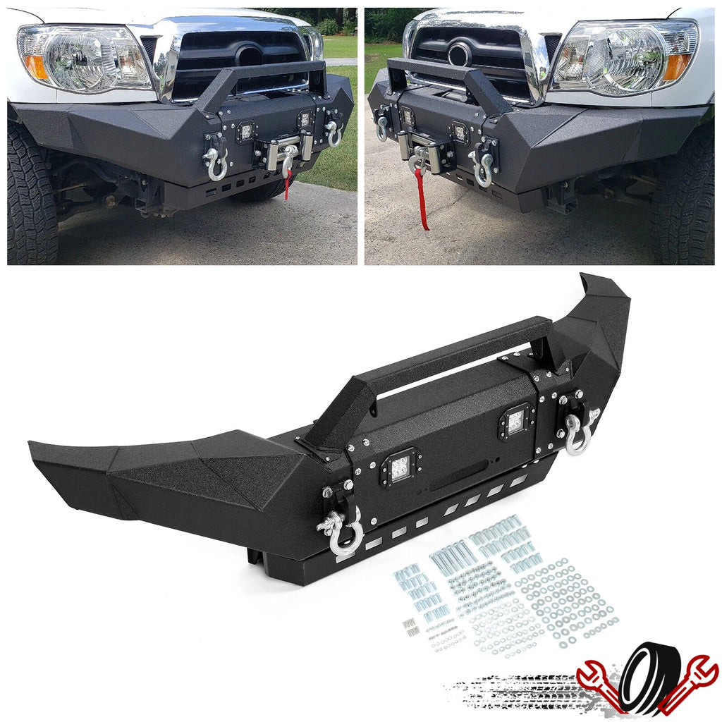Front Bumper for Toyota Tacoma (2005–2015) with LED Lights & Winch D-rings