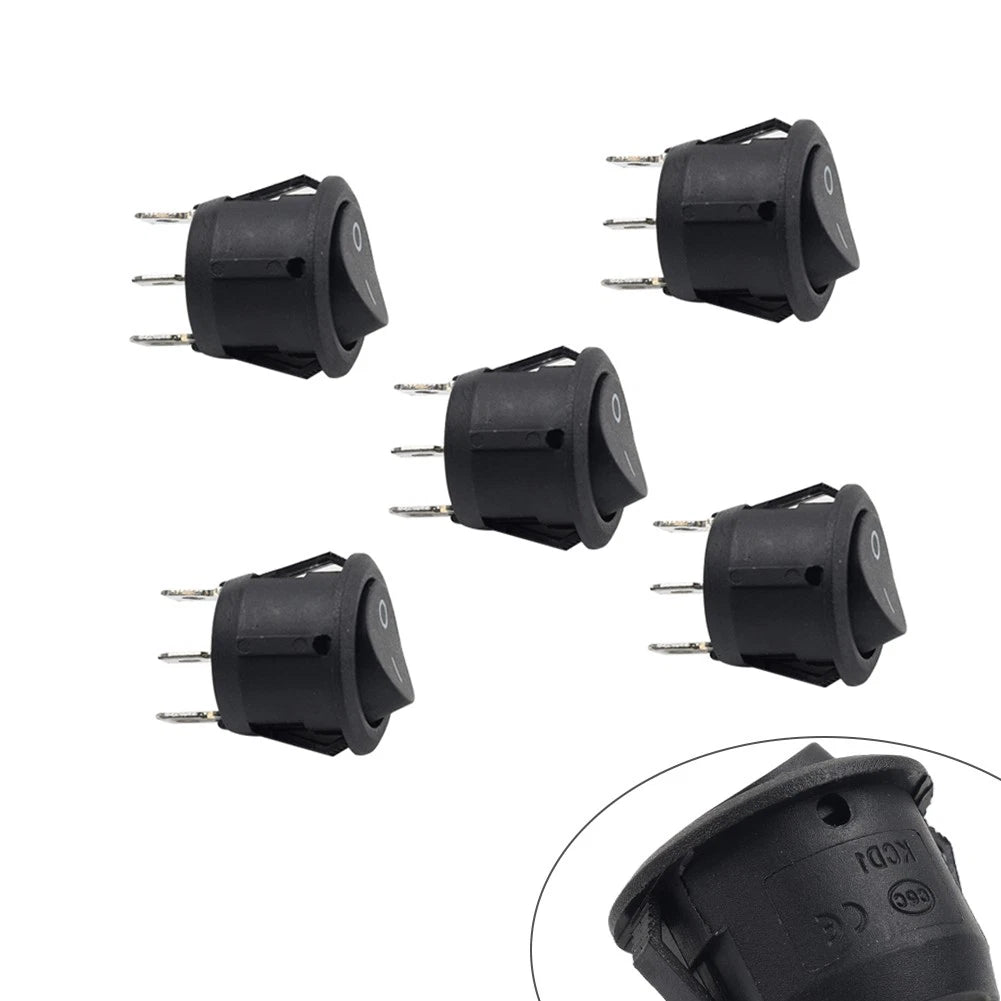 Set of 5 Round Toggle Rocker Switch 3 Pin AC 250V 15A / AC 125V 20A