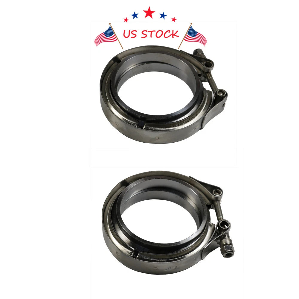 2X V-Band Flange & Clamp Kit for Turbo Exhaust Downpipes (Universal)