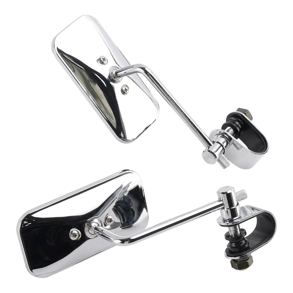 Chrome Rectangular Clamp On Mirrors for Yamaha XS650 SR400 SR500 W650 (1970–2023)
